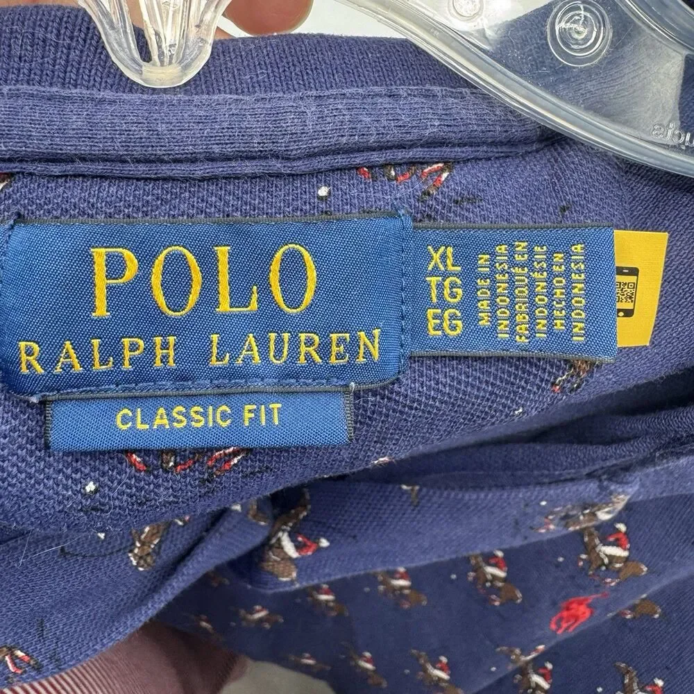 Polo Ralph Lauren Equestrian AOP Pony Mesh Polo Navy XL Classic Fit